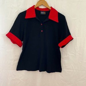 Torrid Woman's Betsy Johnson Plus Size Black Rockabilly Retro Blouse Sz 2x